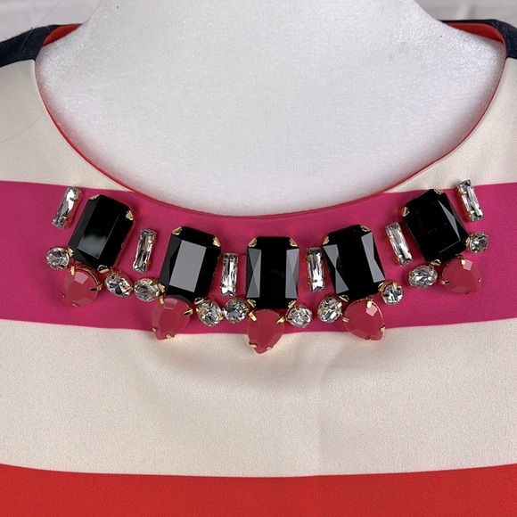 VINCE CAMUTO Stripe Sheath Dress Rhinestones Sz 10 - Picture 5 of 15